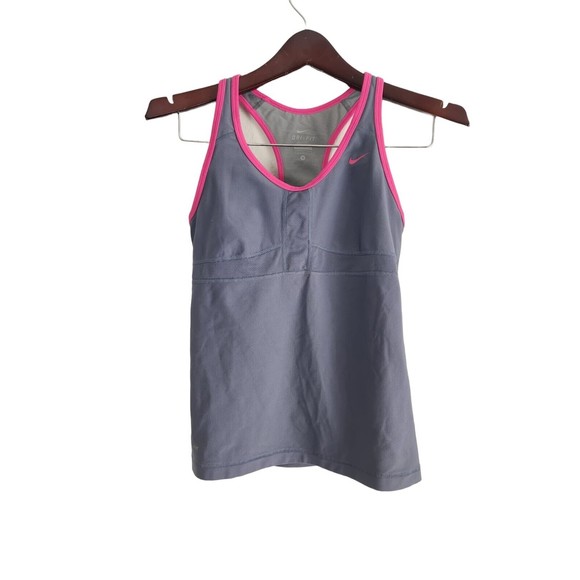 Nike Dri Fit Women's Gray Comfort Scoop Neck Pullover Racerback‎ Tank Top Size S - Picture 1 of 7